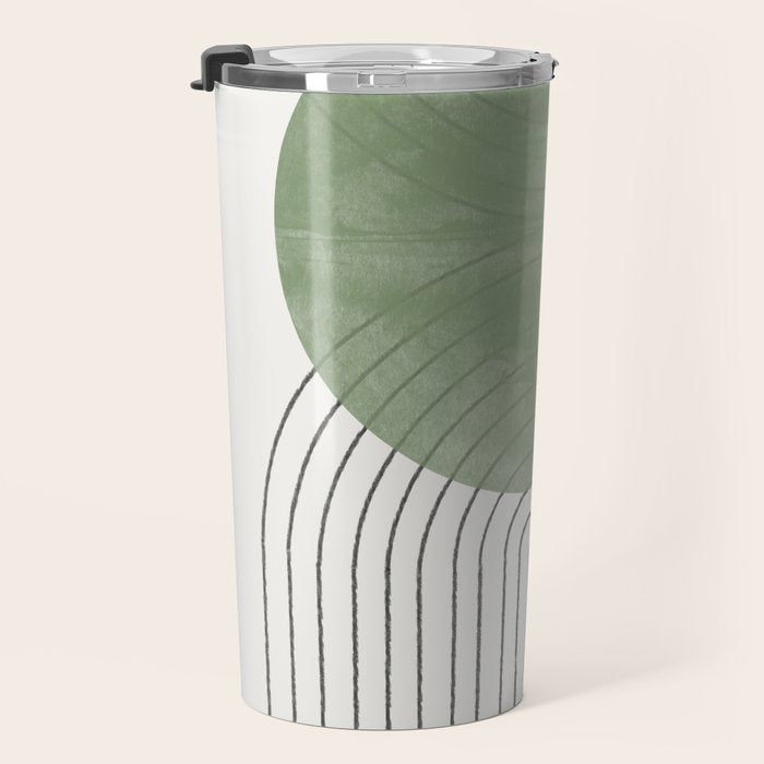 Mid century Green Moon Shape  Travel Mug Gallery Image 3