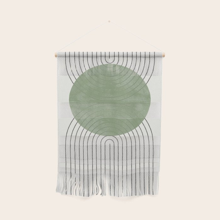 Mid century Green Moon Shape  Wall Hanging Gallery Image 1