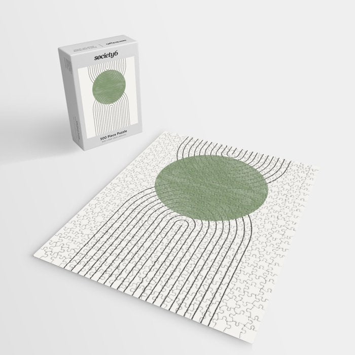Mid century Green Moon Shape  Jigsaw Puzzle Gallery Image 2