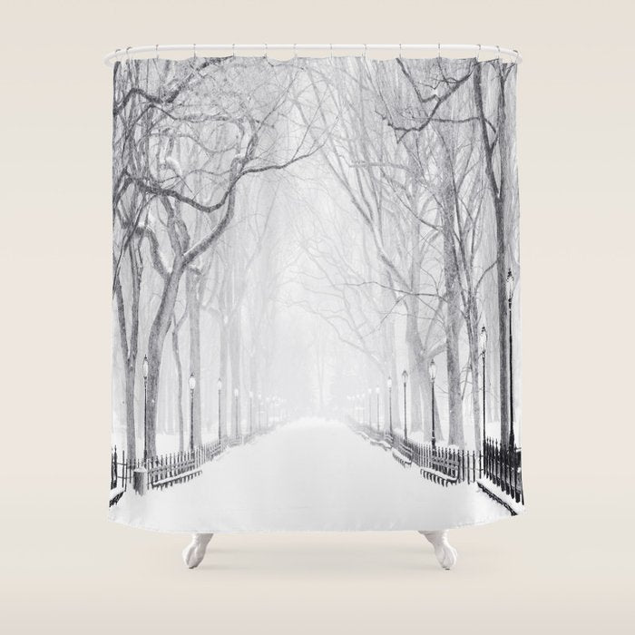 Snowy Park Shower Curtain Gallery Image 1