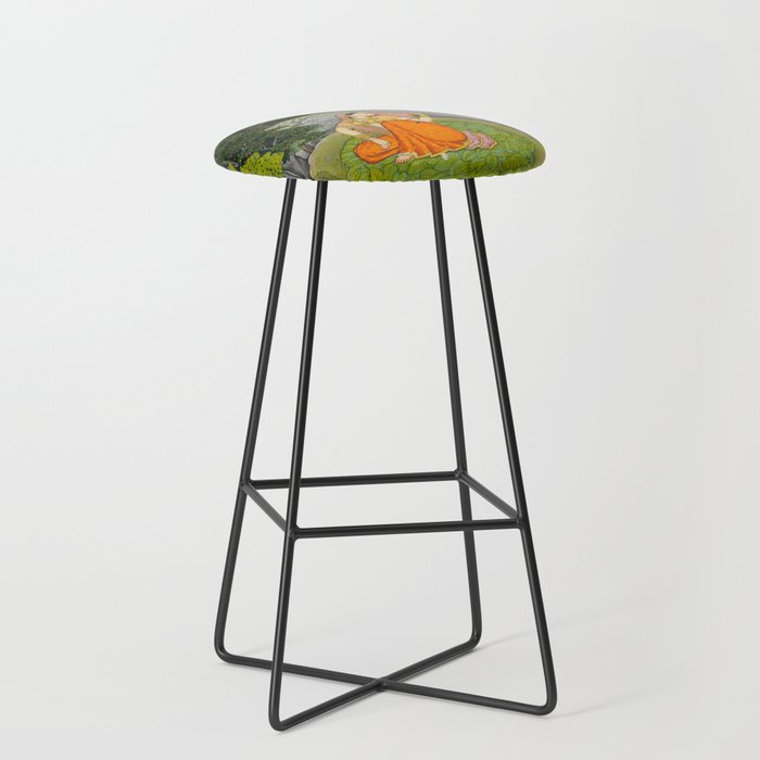 Indian Miniature Painting  Stool Gallery Image 1