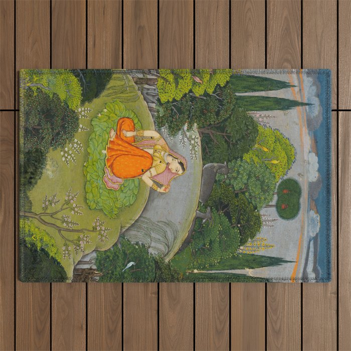 Indian Miniature Painting  Outdoor Rug Gallery Image 1