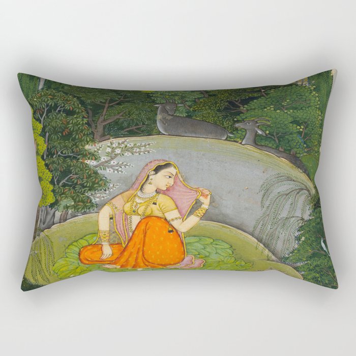 Indian Miniature Painting  Rectangular Pillow Gallery Image 2