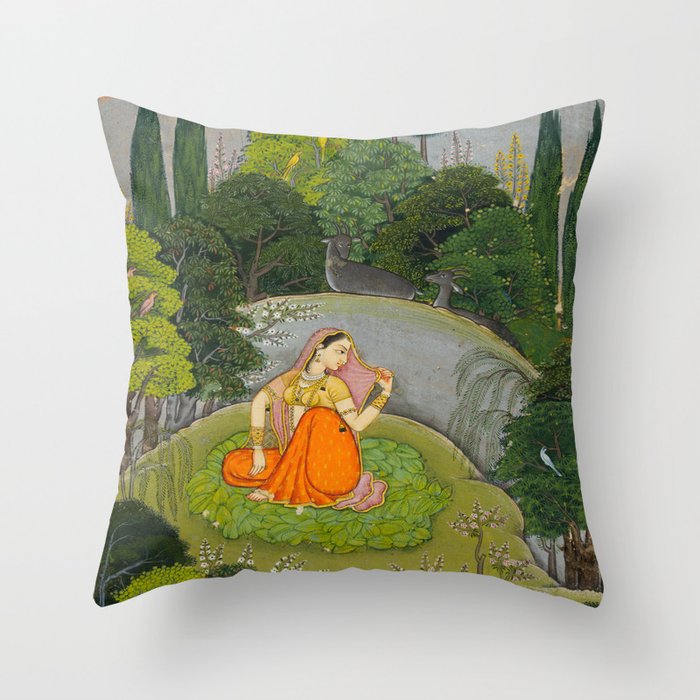 Indian Miniature Painting  Throw Pillow Gallery Image 6