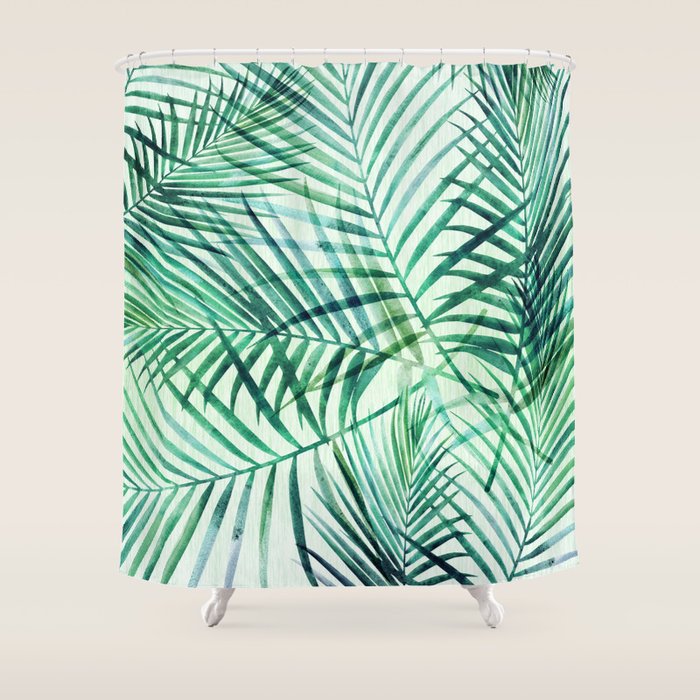 Tropical Fronds Abstract Design Shower Curtain Gallery Image 1
