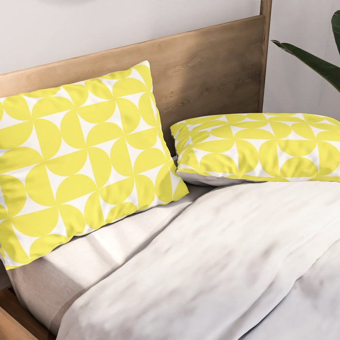Patterned Geometric Shapes CLVI Bright Yellow Pillow Sham Gallery Image 2