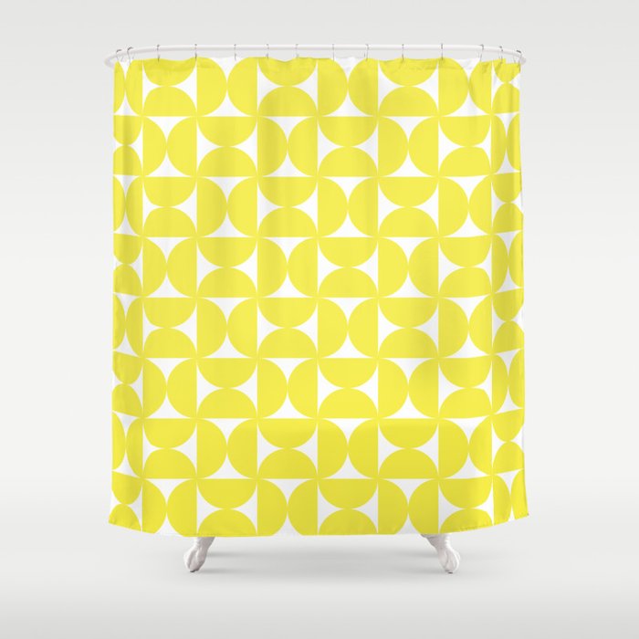 Patterned Geometric Shapes CLVI Bright Yellow Shower Curtain Gallery Image 1