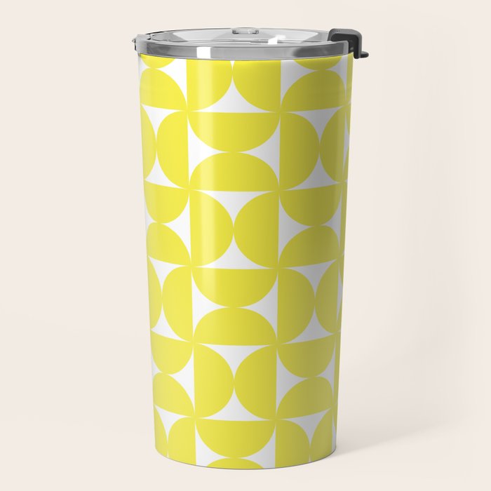 Patterned Geometric Shapes CLVI Bright Yellow Travel Mug Gallery Image 2