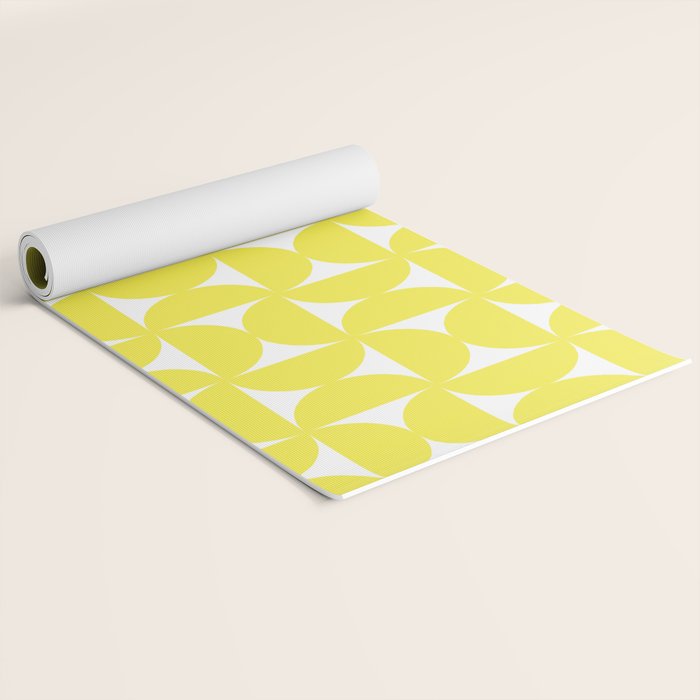 Patterned Geometric Shapes CLVI Bright Yellow Yoga Mat Gallery Image 2
