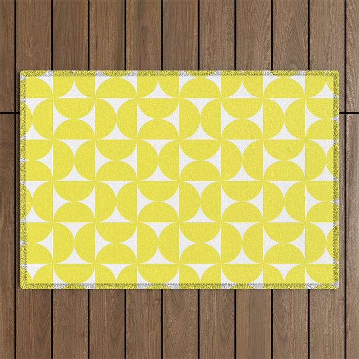 Patterned Geometric Shapes CLVI Bright Yellow Outdoor Rug Gallery Image 1