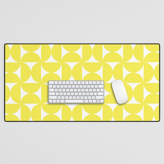 Patterned Geometric Shapes CLVI Bright Yellow Desk Mat Gallery Image 1