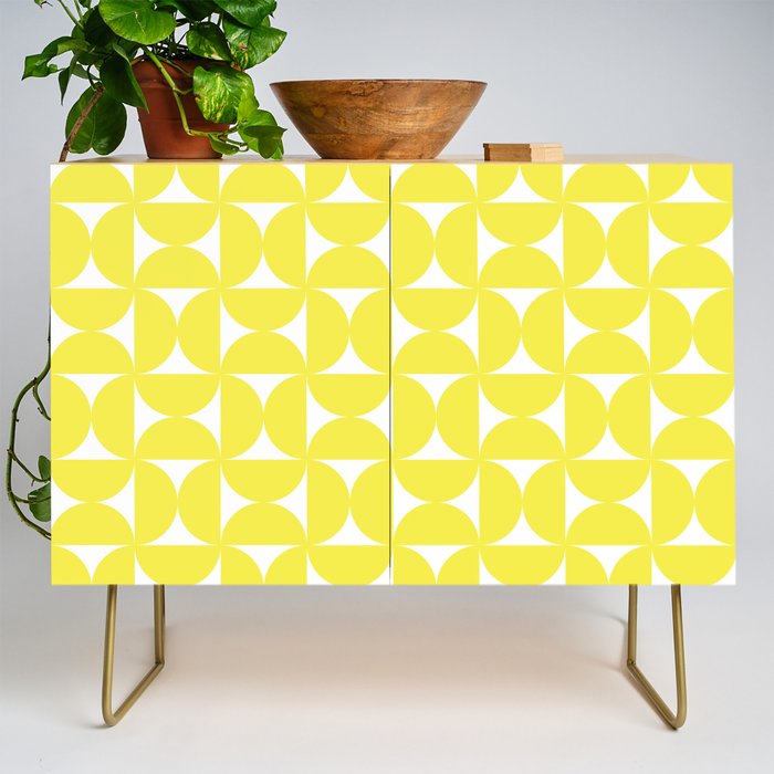 Patterned Geometric Shapes CLVI Bright Yellow Credenza Gallery Image 1