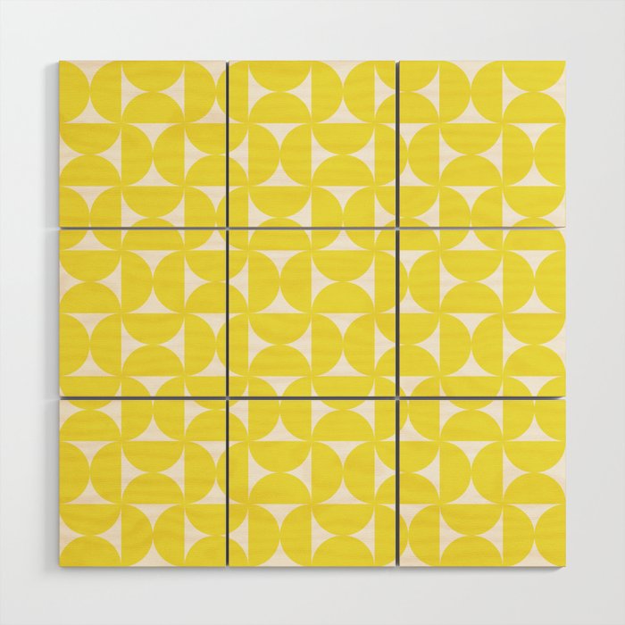 Patterned Geometric Shapes CLVI Bright Yellow Wood Wall Art Gallery Image 1