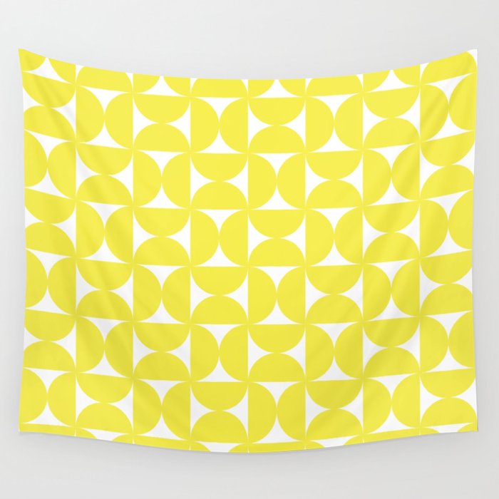 Patterned Geometric Shapes CLVI Bright Yellow Wall Tapestry Gallery Image 4