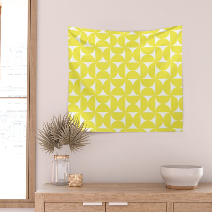 Patterned Geometric Shapes CLVI Bright Yellow Wall Tapestry Gallery Image 2