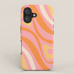 New Groove Retro Swirl Abstract Pattern in Pink, Orange, Yellow, and Cream iPhone Case Gallery Image 1