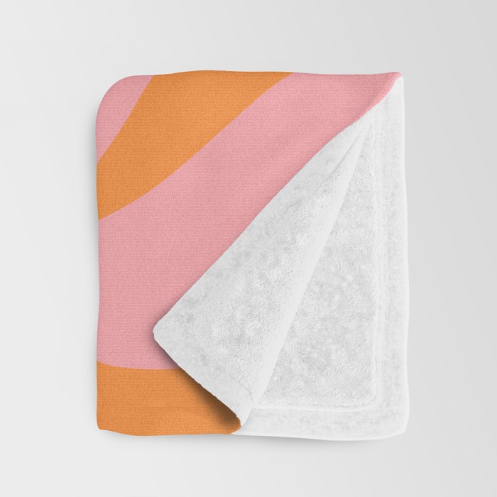 New Groove Retro Swirl Abstract Pattern in Pink, Orange, Yellow, and Cream Throw Blanket Gallery Image 3