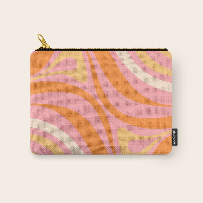 New Groove Retro Swirl Abstract Pattern in Pink, Orange, Yellow, and Cream Carry All Pouch Gallery Image 1