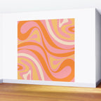 New Groove Retro Swirl Abstract Pattern in Pink, Orange, Yellow, and Cream Wall Mural Gallery Image 2