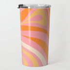New Groove Retro Swirl Abstract Pattern in Pink, Orange, Yellow, and Cream Travel Mug Gallery Image 3