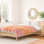 New Groove Retro Swirl Abstract Pattern in Pink, Orange, Yellow, and Cream Duvet Cover Gallery Image 2