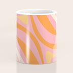 New Groove Retro Swirl Abstract Pattern in Pink, Orange, Yellow, and Cream Coffee Mug Gallery Image 4