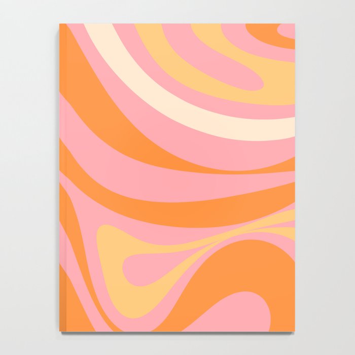 New Groove Retro Swirl Abstract Pattern in Pink, Orange, Yellow, and Cream Notebook Gallery Image 4