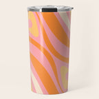 New Groove Retro Swirl Abstract Pattern in Pink, Orange, Yellow, and Cream Travel Mug Gallery Image 1