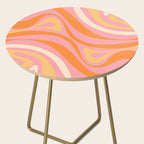 New Groove Retro Swirl Abstract Pattern in Pink, Orange, Yellow, and Cream Side Table Gallery Image 2