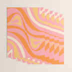 New Groove Retro Swirl Abstract Pattern in Pink, Orange, Yellow, and Cream Wrapping Paper Gallery Image 3