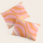 New Groove Retro Swirl Abstract Pattern in Pink, Orange, Yellow, and Cream Pillow Sham Gallery Image 3