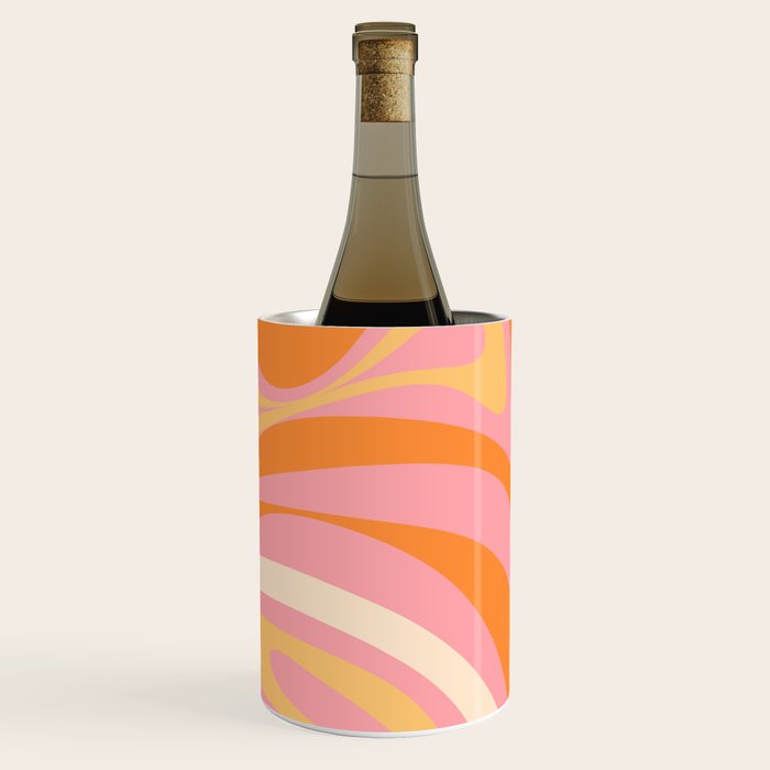 New Groove Retro Swirl Abstract Pattern in Pink, Orange, Yellow, and Cream Wine Chiller Gallery Image 2