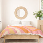 New Groove Retro Swirl Abstract Pattern in Pink, Orange, Yellow, and Cream Duvet Cover Gallery Image 3