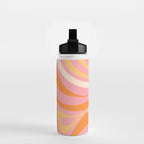 New Groove Retro Swirl Abstract Pattern in Pink, Orange, Yellow, and Cream Water Bottle Gallery Image 2