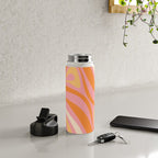 New Groove Retro Swirl Abstract Pattern in Pink, Orange, Yellow, and Cream Water Bottle Gallery Image 4