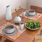 New Groove Retro Swirl Abstract Pattern in Pink, Orange, Yellow, and Cream Placemat Gallery Image 2