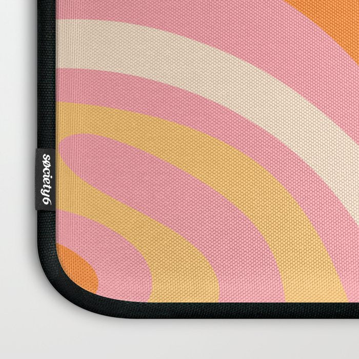 New Groove Retro Swirl Abstract Pattern in Pink, Orange, Yellow, and Cream Laptop Sleeve Gallery Image 3