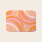 New Groove Retro Swirl Abstract Pattern in Pink, Orange, Yellow, and Cream Bath Mat Gallery Image 1