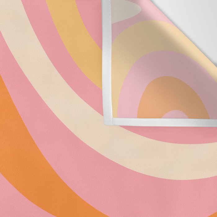 New Groove Retro Swirl Abstract Pattern in Pink, Orange, Yellow, and Cream Wall Tapestry Gallery Image 3