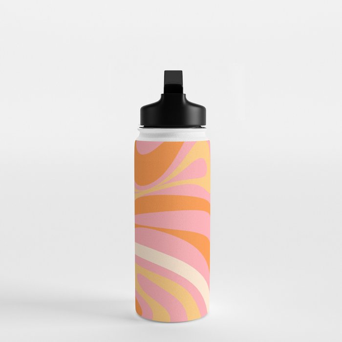 New Groove Retro Swirl Abstract Pattern in Pink, Orange, Yellow, and Cream Water Bottle Gallery Image 3