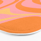 New Groove Retro Swirl Abstract Pattern in Pink, Orange, Yellow, and Cream Bath Mat Gallery Image 3