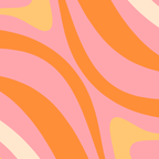 New Groove Retro Swirl Abstract Pattern in Pink, Orange, Yellow, and Cream Coffee Mug Gallery Image 2