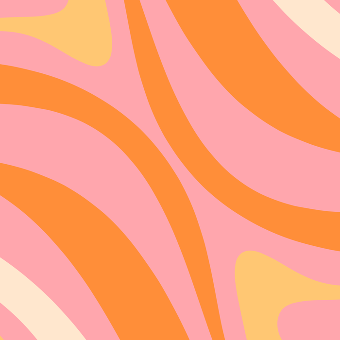 New Groove Retro Swirl Abstract Pattern in Pink, Orange, Yellow, and Cream Coffee Mug Gallery Image 2