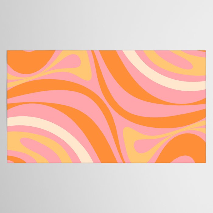 New Groove Retro Swirl Abstract Pattern in Pink, Orange, Yellow, and Cream Tablecloth Gallery Image 2