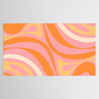 New Groove Retro Swirl Abstract Pattern in Pink, Orange, Yellow, and Cream Tablecloth Gallery Image 2