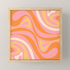 New Groove Retro Swirl Abstract Pattern in Pink, Orange, Yellow, and Cream Mini Art Print Gallery Image 1