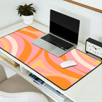 New Groove Retro Swirl Abstract Pattern in Pink, Orange, Yellow, and Cream Desk Mat Gallery Image 2