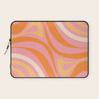 New Groove Retro Swirl Abstract Pattern in Pink, Orange, Yellow, and Cream Laptop Sleeve Gallery Image 1