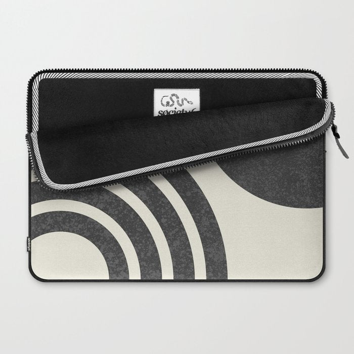 Mid Century Modern - Sun and Rainbow black and white Laptop Sleeve Gallery Image 2