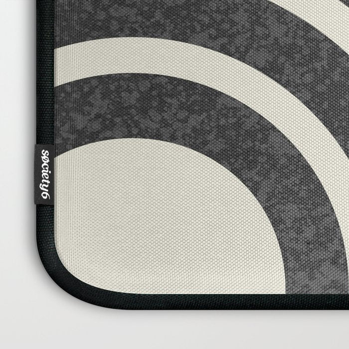 Mid Century Modern - Sun and Rainbow black and white Laptop Sleeve Gallery Image 3